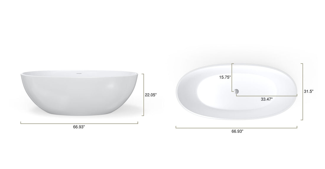 Freestanding Bathtub BW-10-L dimensional drawing