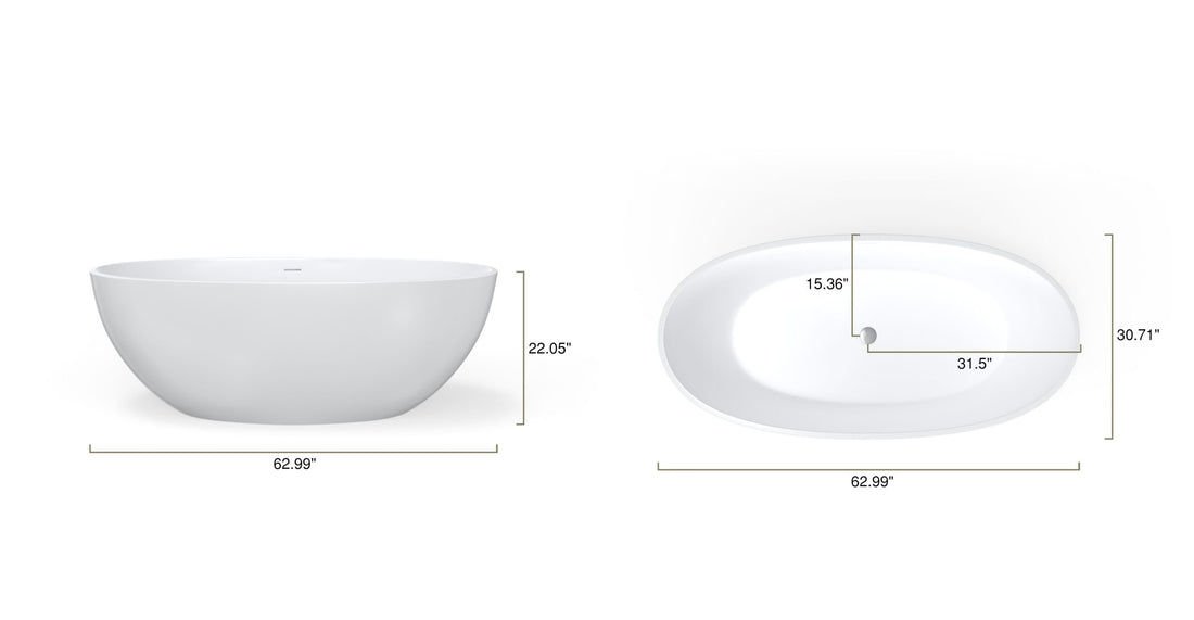 Freestanding Bathtub BW-10-M dimensional drawing