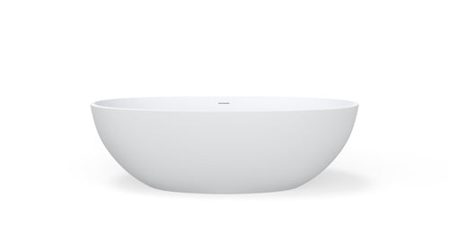 Badeloft BW-10-XL freestanding stone resin bathtub in matte white, front view