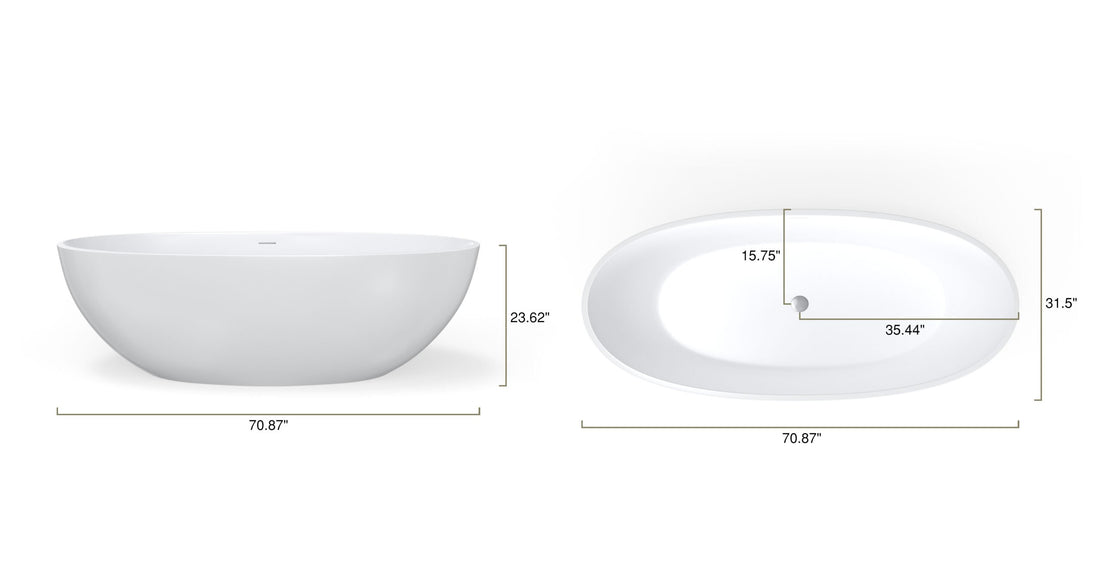 Freestanding Bathtub BW-10-XL-GRY dimensional drawing