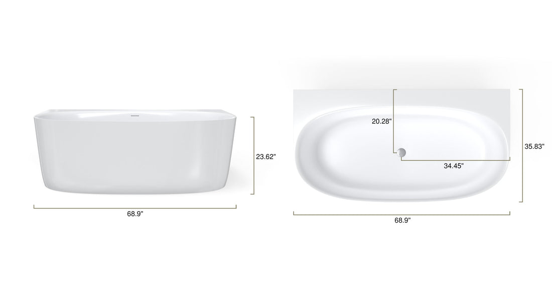 Freestanding Bathtub BW-11 dimensional drawing