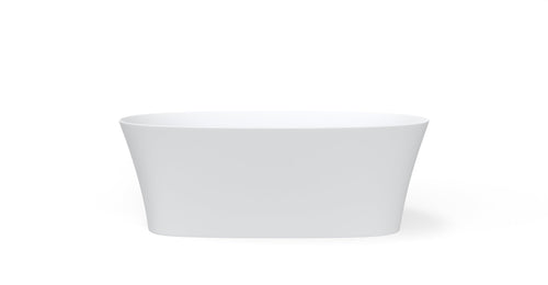 Badeloft BW-12 freestanding stone resin bathtub in matte white, front view