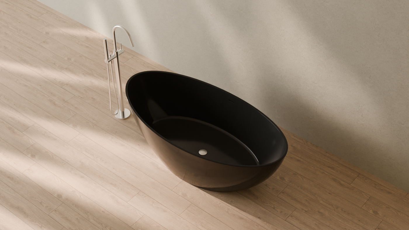 Badeloft render 2026 | BW-03-M | Black | Bathtub_Glossy_Black__Camera_Angle_2.png — in the bathroom