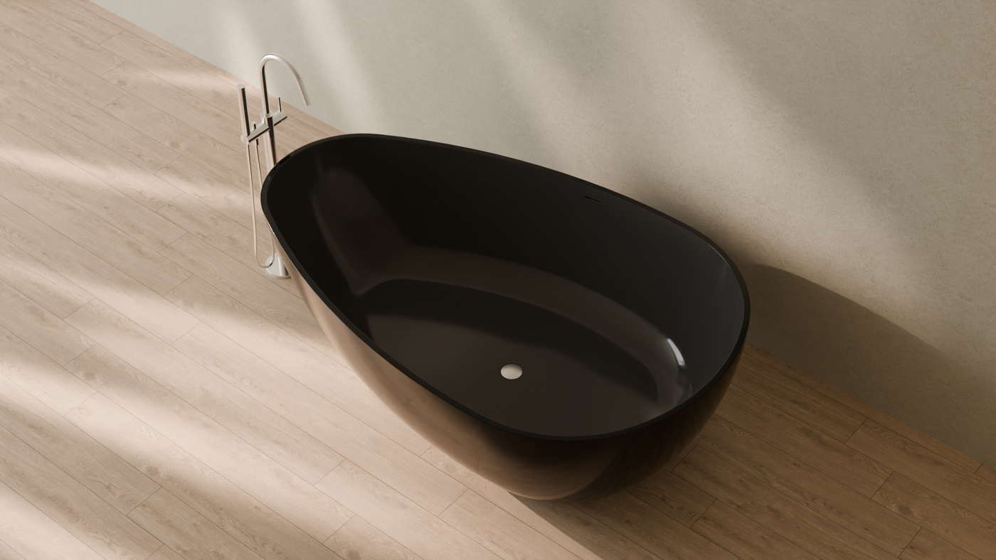Badeloft render 2026 | BW-01-XXL | Black | Bathtub_Glossy_Black__Camera_Angle_2.png — in the bathroom