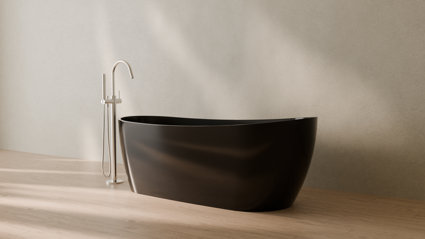 Badeloft render 2026 | BW-09 | Black | Bathtub_Glossy_Black__Camera_Angle_3.png — in the bathroom