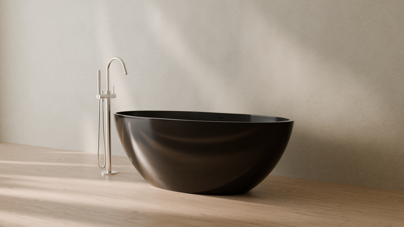 Badeloft render 2026 | BW-04-XL | Black | Bathtub_Glossy_Black__Camera_Angle_3.png — in the bathroom