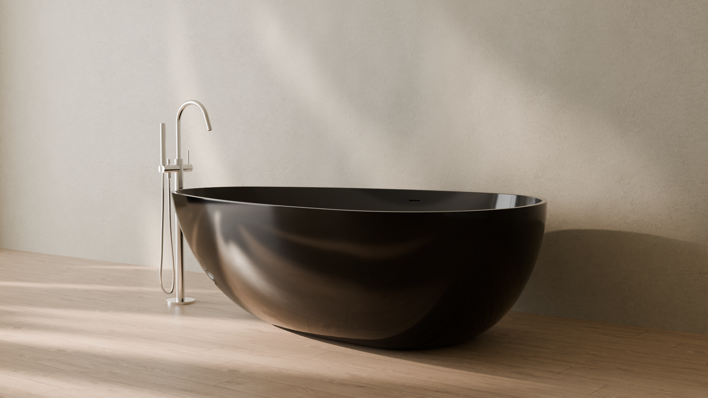 Badeloft render 2026 | BW-01-XXL | Black | Bathtub_Glossy_Black__Camera_Angle_3.png — in the bathroom