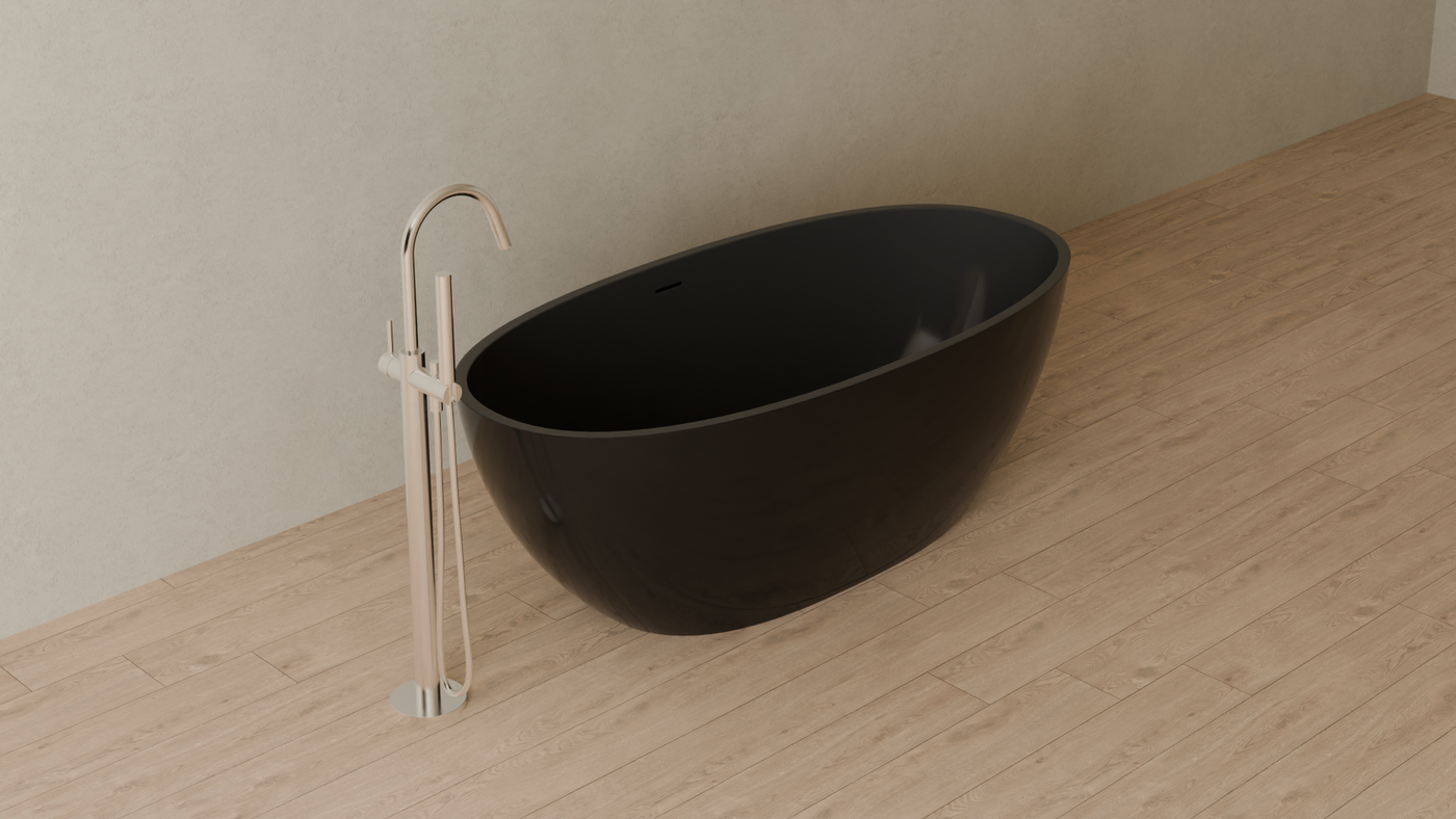 Badeloft render 2026 | BW-10-M | Black | Bathtub_Glossy_Black__Camera_Angle_4.png — in the bathroom