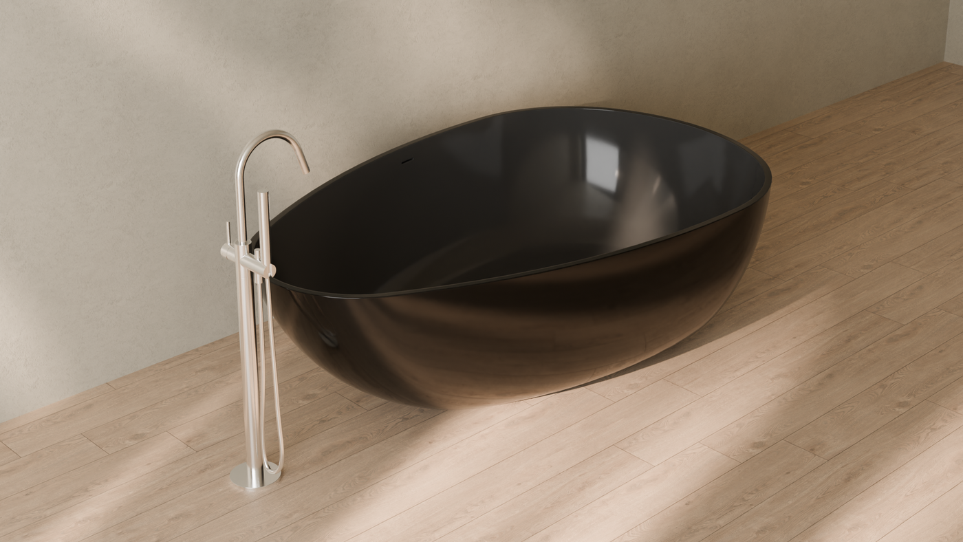 Badeloft render 2026 | BW-01-XXL | Black | Bathtub_Glossy_Black__Camera_Angle_4.png — in the bathroom
