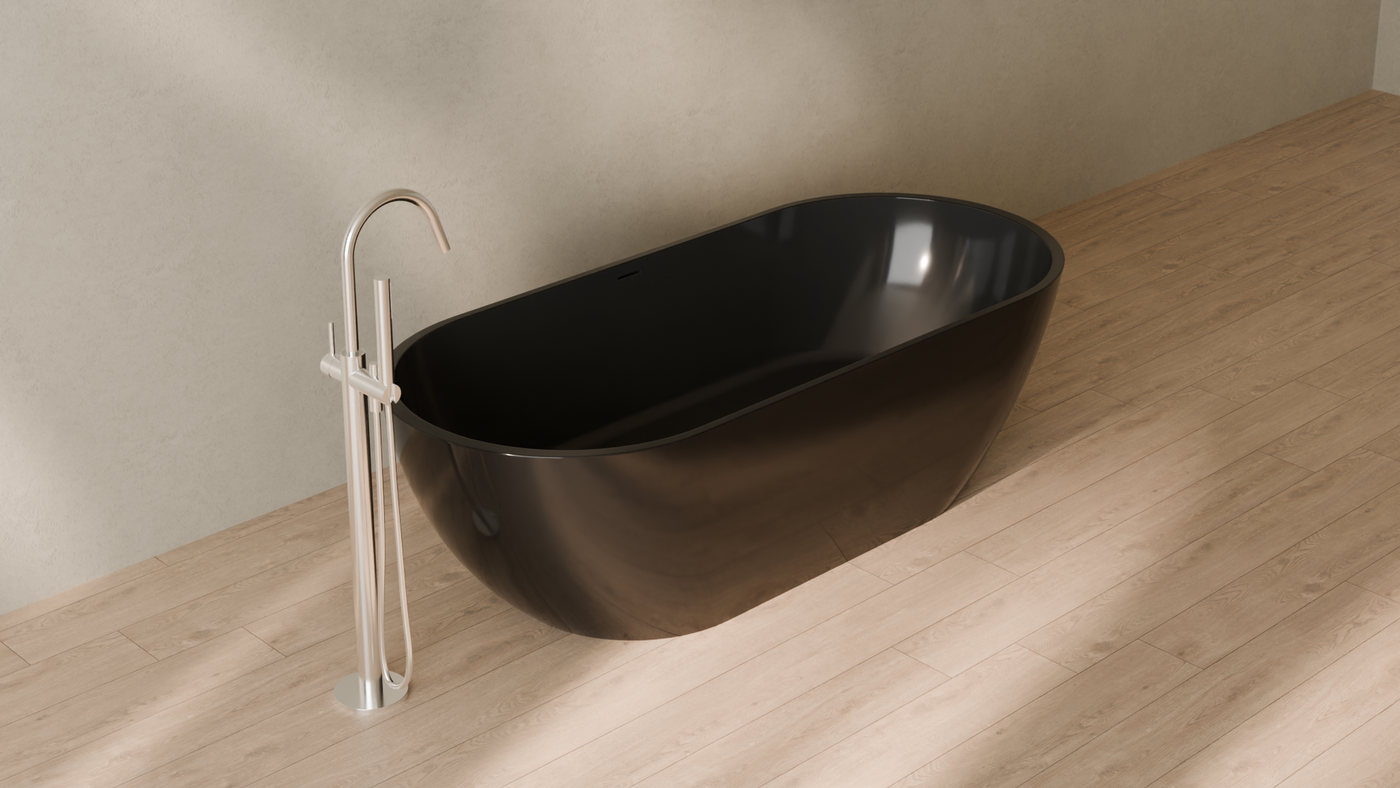 Badeloft render 2026 | BW-02-XL | Black | Bathtub_Glossy_Black__Camera_Angle_4.png — in the bathroom