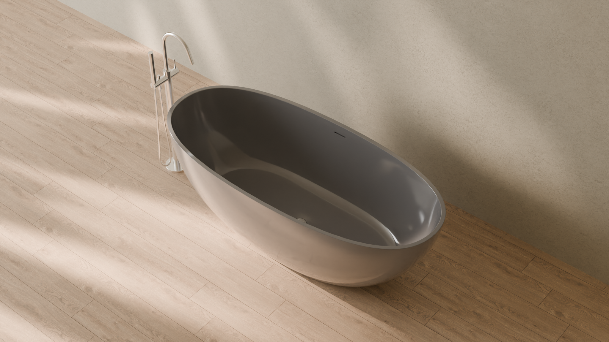 Badeloft render 2026 | BW-10-XL | Grey | Bathtub_Glossy_Grey__Camera_Angle_2.png