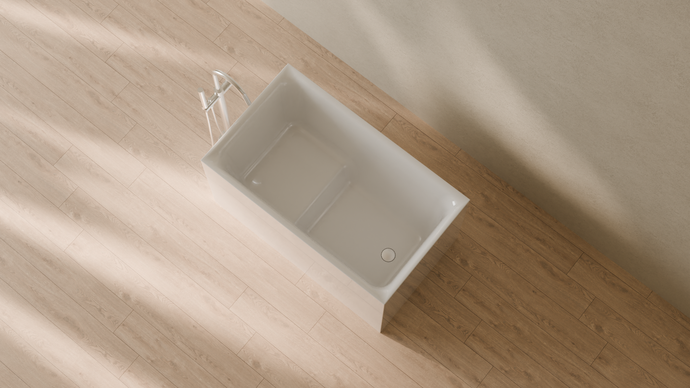 Badeloft render 2026 | BW-06-S | White | Bathtub_Glossy_White__Camera_Angle_2.png — in the bathroom
