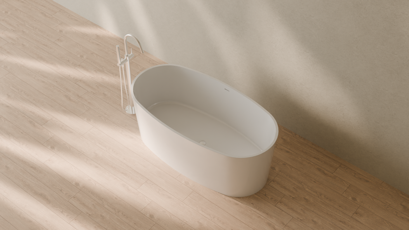 Badeloft render 2026 | BW-08 | White | Bathtub_Glossy_White__Camera_Angle_2.png — in the bathroom