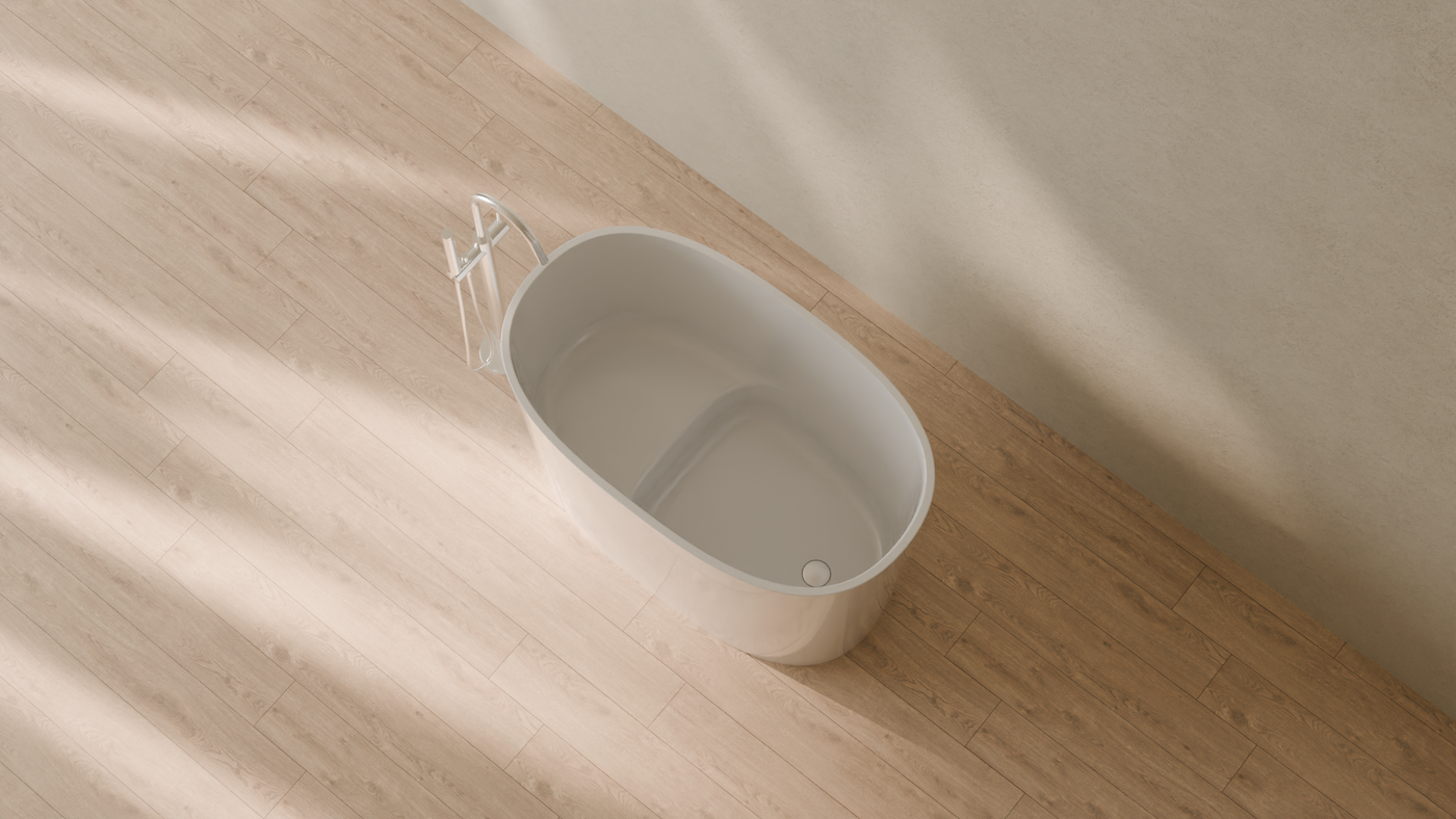 Badeloft render 2026 | BW-08-S | White | Bathtub_Glossy_White__Camera_Angle_2.png — in the bathroom