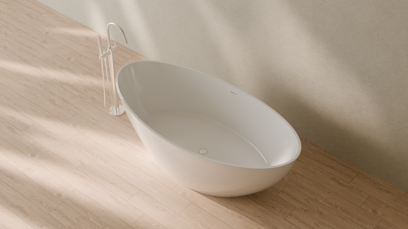Badeloft render 2026 | BW-03-XL | White | Bathtub_Glossy_White__Camera_Angle_2.png — in the bathroom
