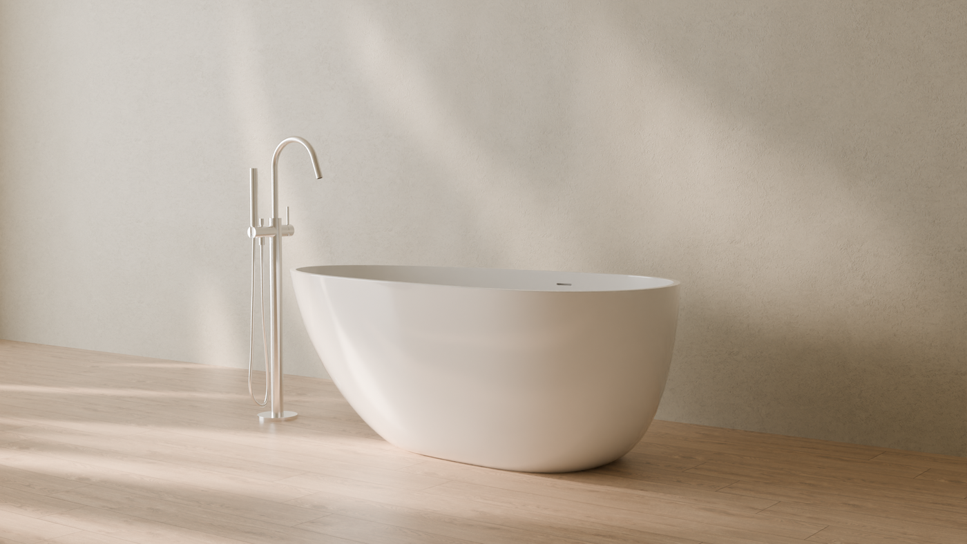 Badeloft render 2026 | BW-01-S | White | Bathtub_Glossy_White__Camera_Angle_3.png — in the bathroom