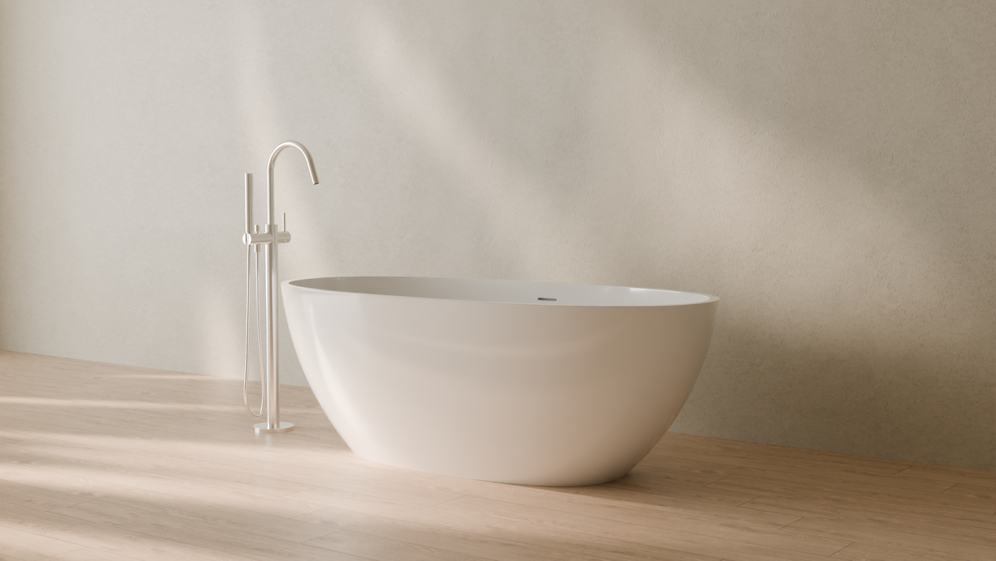Badeloft render 2026 | BW-10-M | White | Bathtub_Glossy_White__Camera_Angle_3.png — in the bathroom