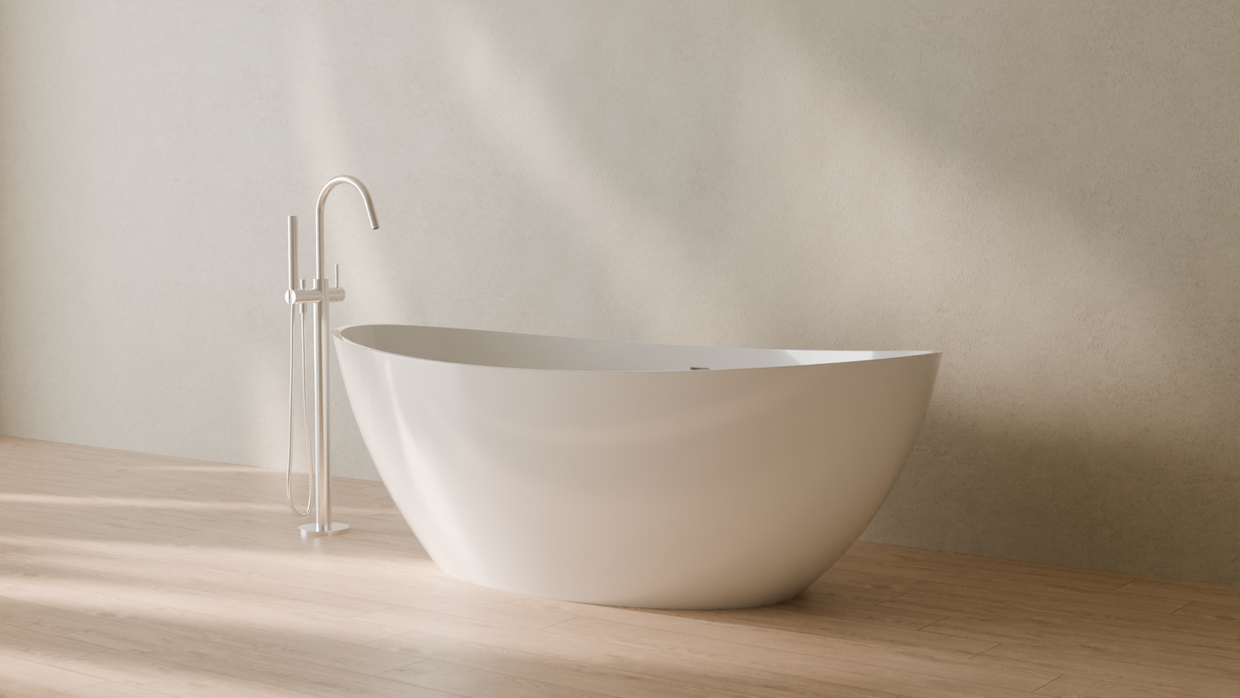 Badeloft render 2026 | BW-03-XL | White | Bathtub_Glossy_White__Camera_Angle_3.png — in the bathroom