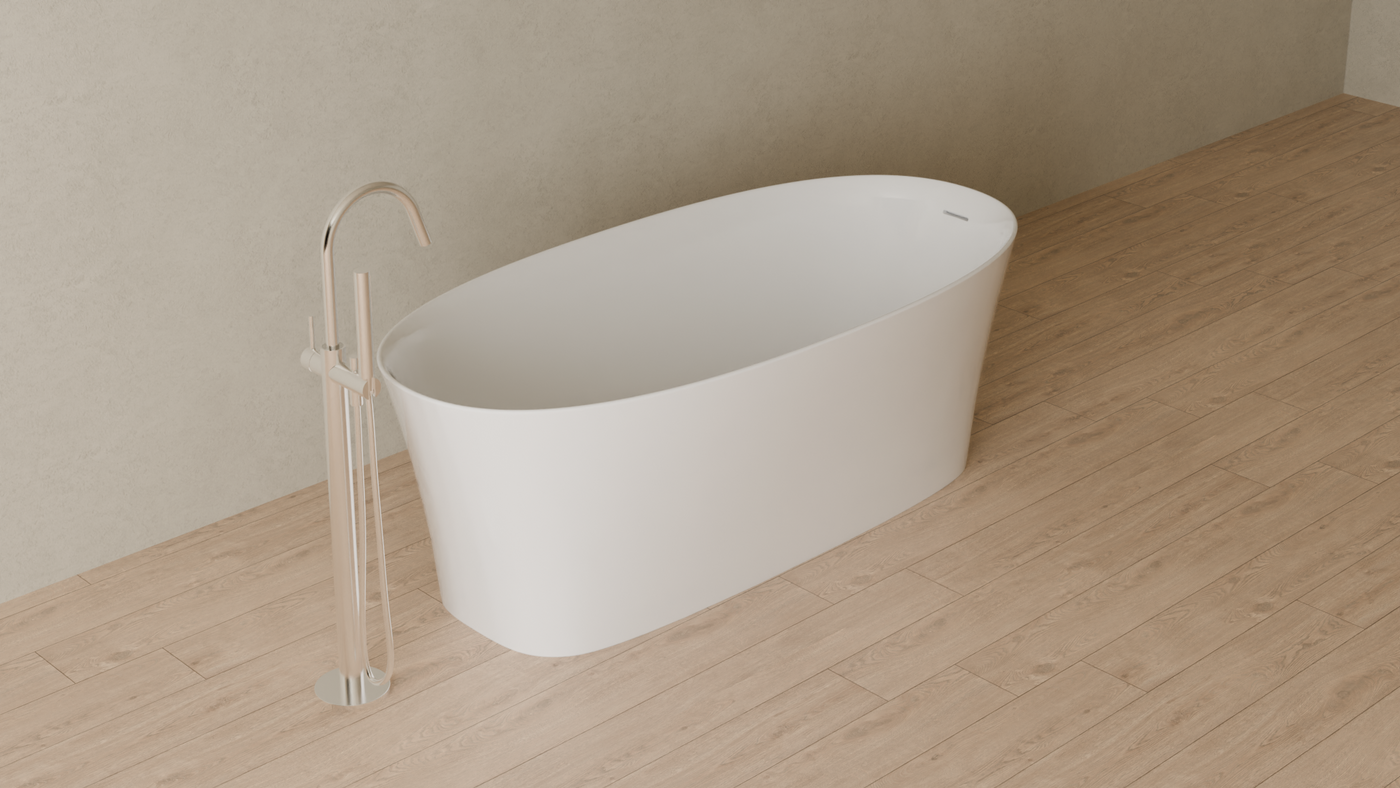 Badeloft render 2026 | BW-12 | White | Bathtub_Glossy_White__Camera_Angle_4.png — in the bathroom
