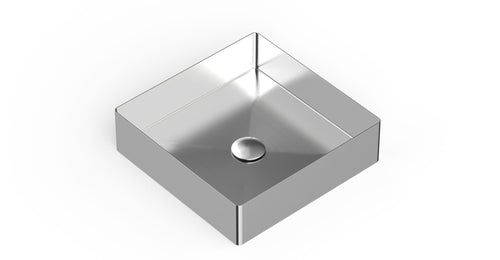 Badeloft ES-WB-400 stainless steel countertop sink in brushed steel, angled top view