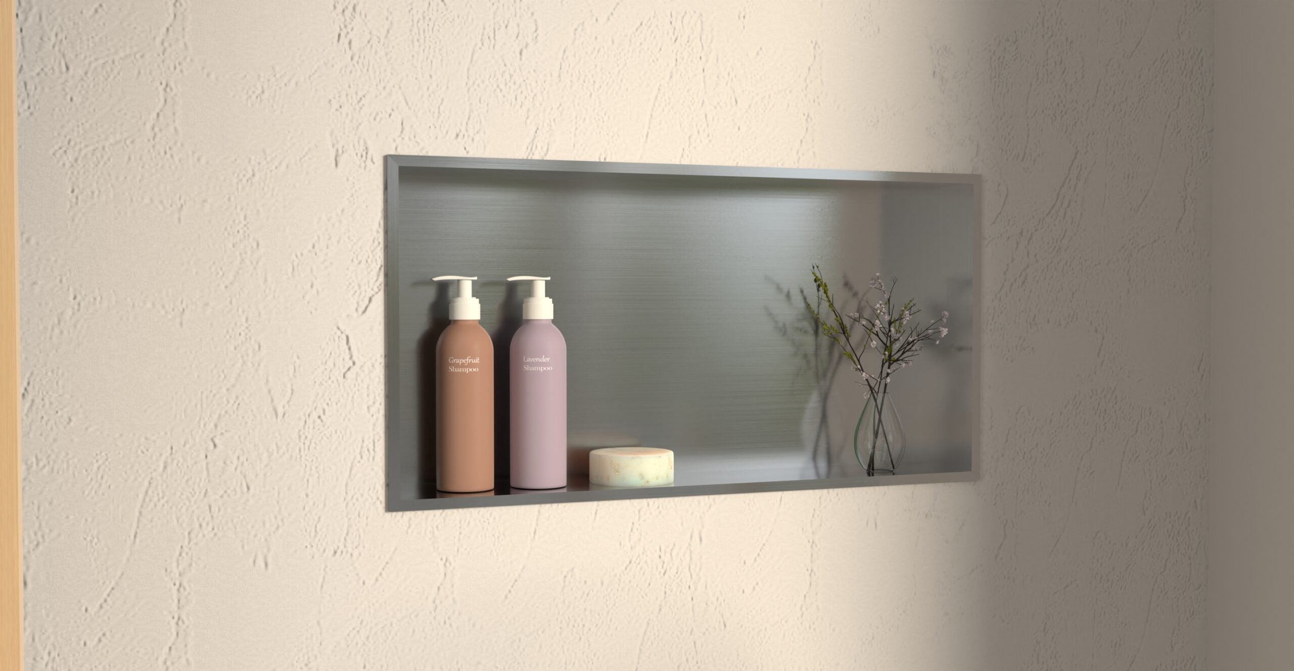 Shower niche NS-03 in brushed steel