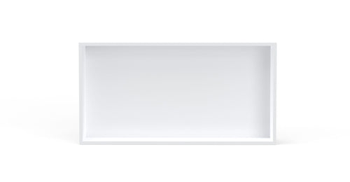 Badeloft NS-03 stainless steel shower niche in matte white, front view