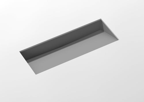 Badeloft UB-04-40 stone resin undermount ramp sink in grey, angled top view