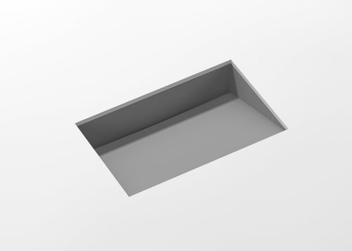 Badeloft UB-04-L stone resin undermount ramp sink in matte grey, angled top view
