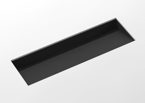 Badeloft UB-04-XL stone resin undermount ramp sink in matte black, angled top view