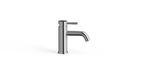 Badeloft WAT-01-L polished chrome sink faucet, angled view