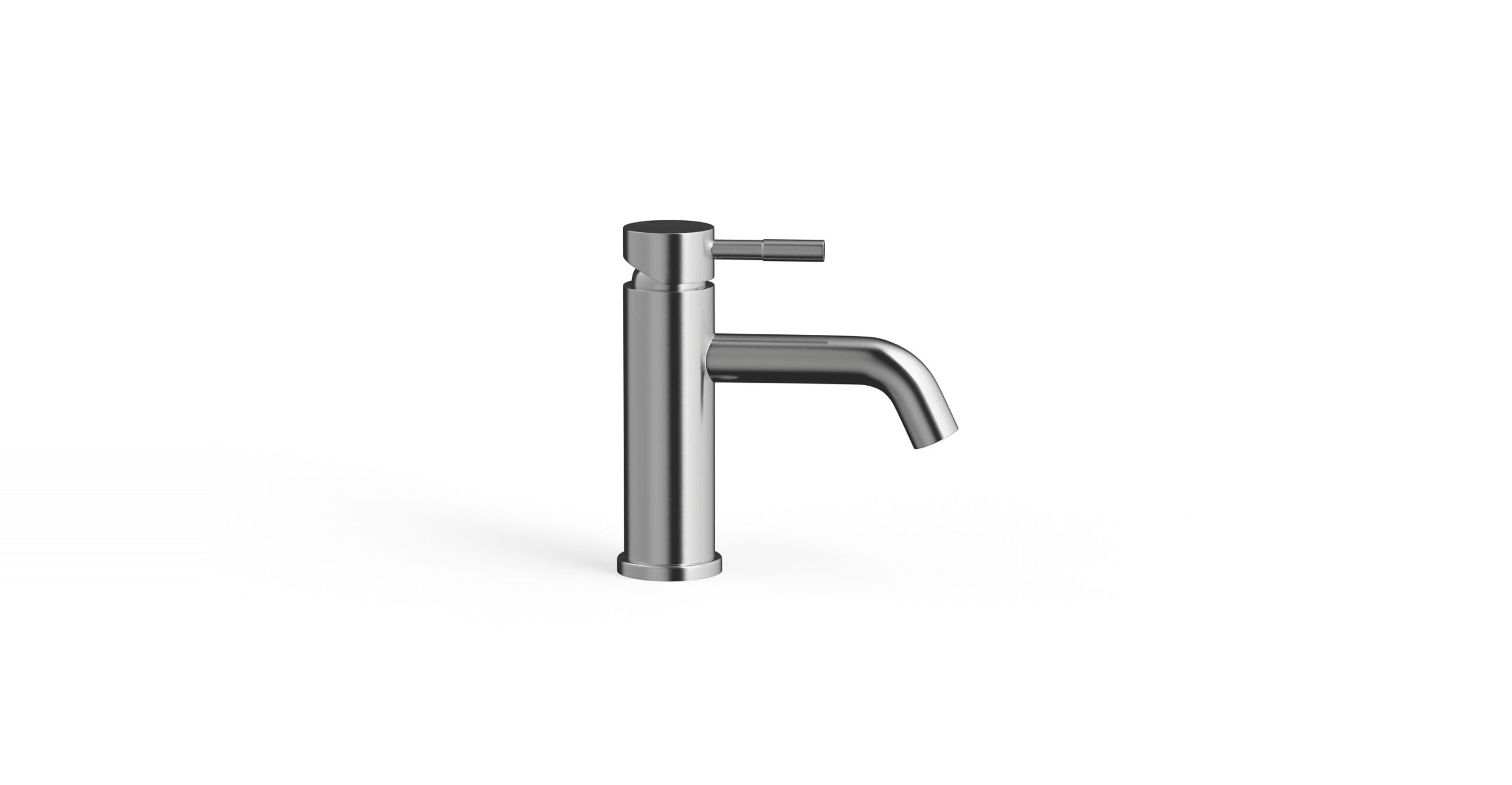 Badeloft WAT-01-L polished chrome sink faucet, angled view