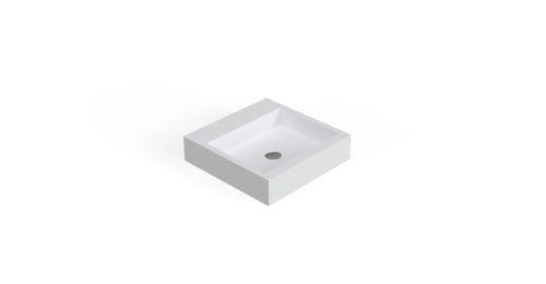 Badeloft WB-05-S stone resin countertop sink in matte white, angled top view