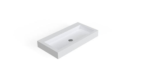 Badeloft WB-05-XL stone resin countertop sink in matte white, angled top view
