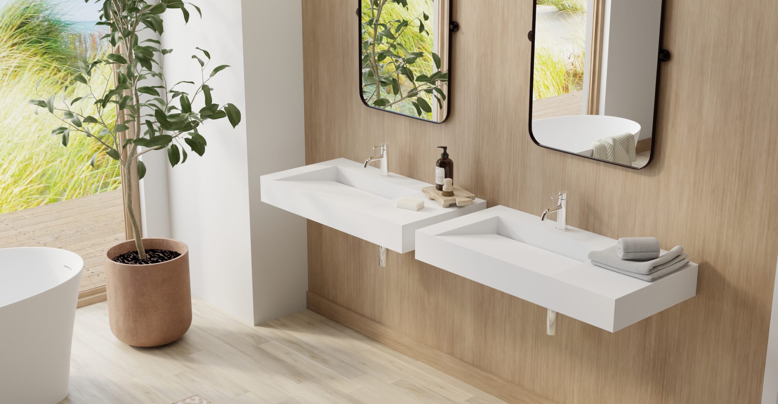 Solid Surface Wall Mounted Bathroom Sink Model WT-04-A – Badeloft