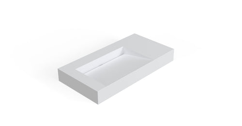 Badeloft WT-04-A stone resin wall-mounted ramp sink in matte white, angled top view