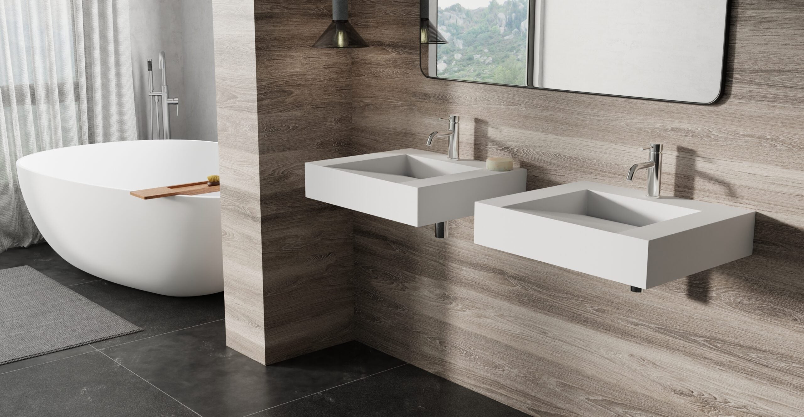 Stone Resin Wall Mounted Bathroom Sink - Model WT-04-E – Badeloft