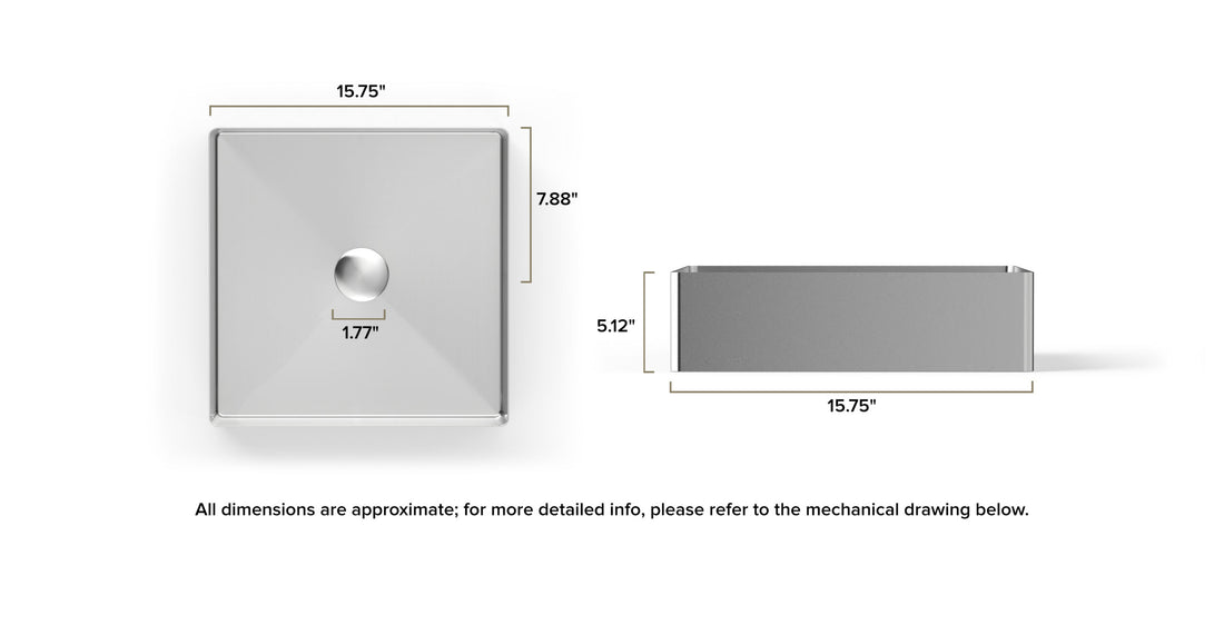 Stainless Steel Sink ES-WB-400 dimensional drawing