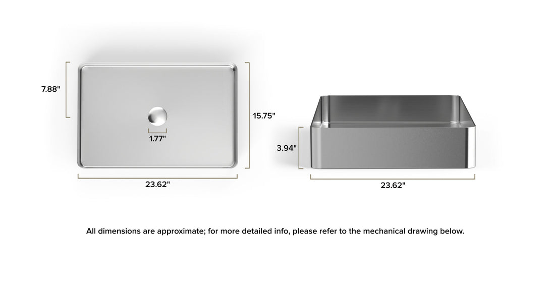 Stainless Steel Sink ES-WB-600 dimensional drawing
