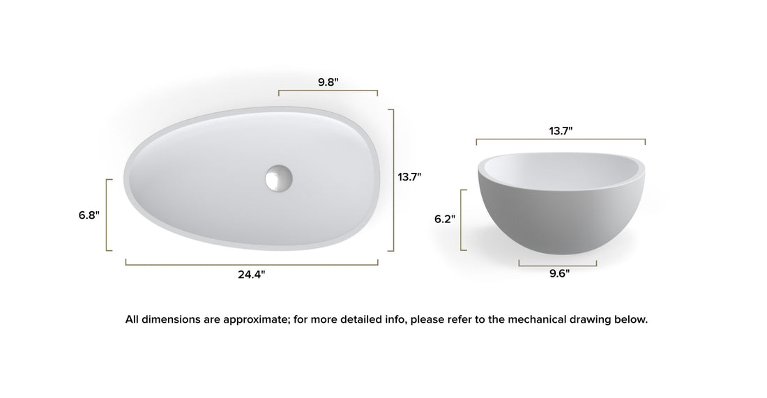 Countertop Sink WB-01 dimensional drawing
