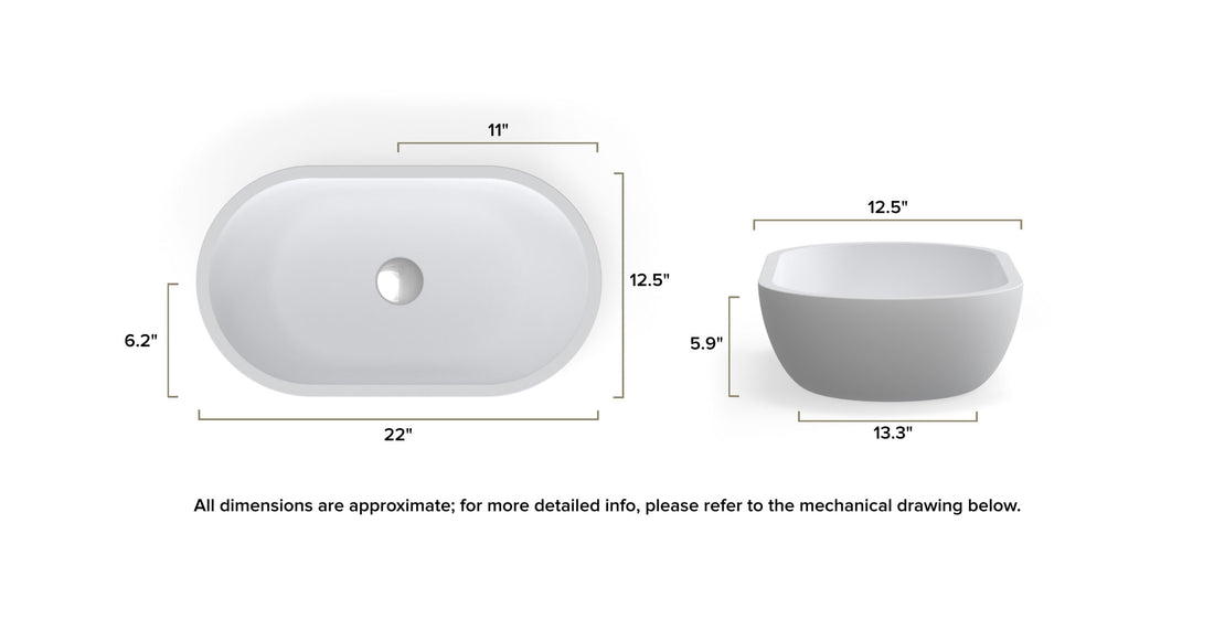 Countertop Sink WB-02 dimensional drawing