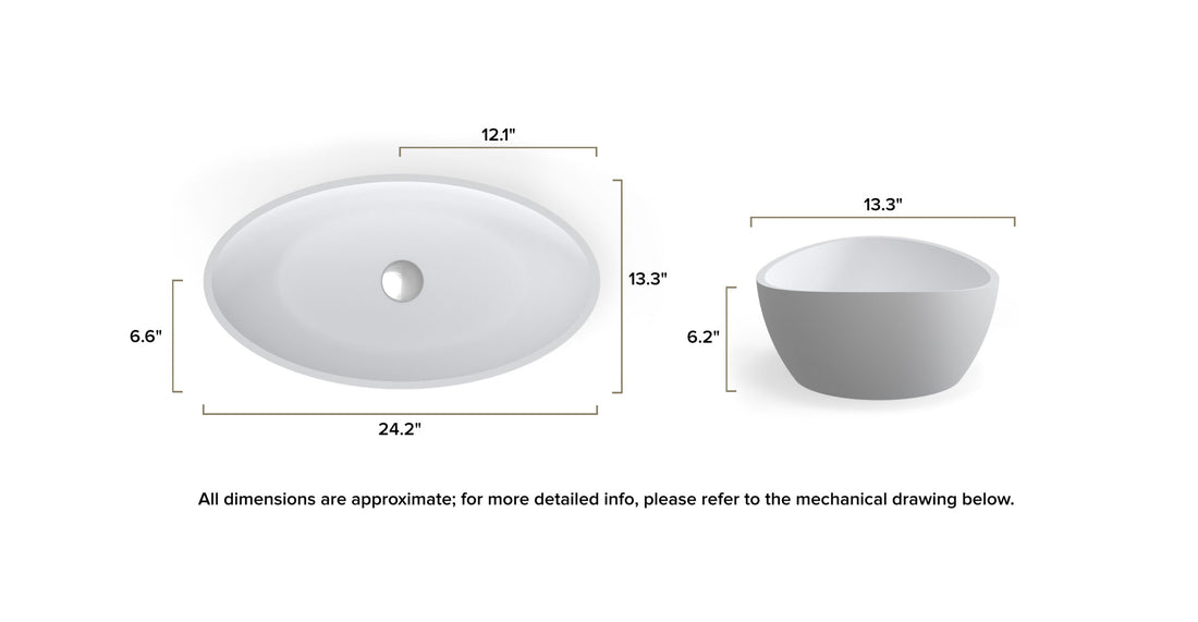Countertop Sink WB-03 dimensional drawing