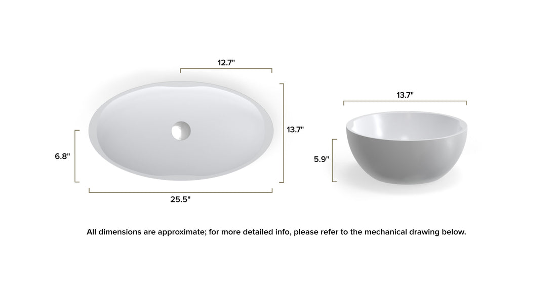 Countertop Sink WB-04 dimensional drawing