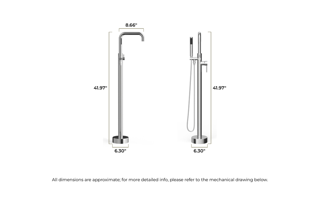 Freestanding Faucet AT-02 dimensional drawing
