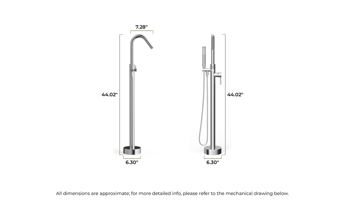 Freestanding Faucet AT-03 dimensional drawing