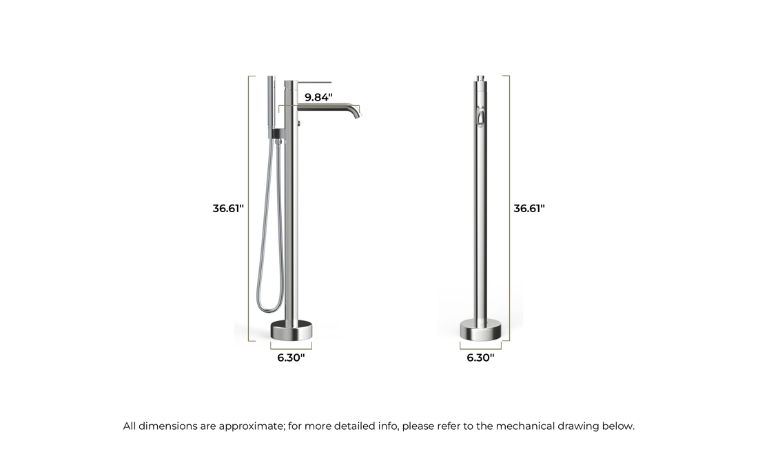 Freestanding Faucet AT-04 dimensional drawing