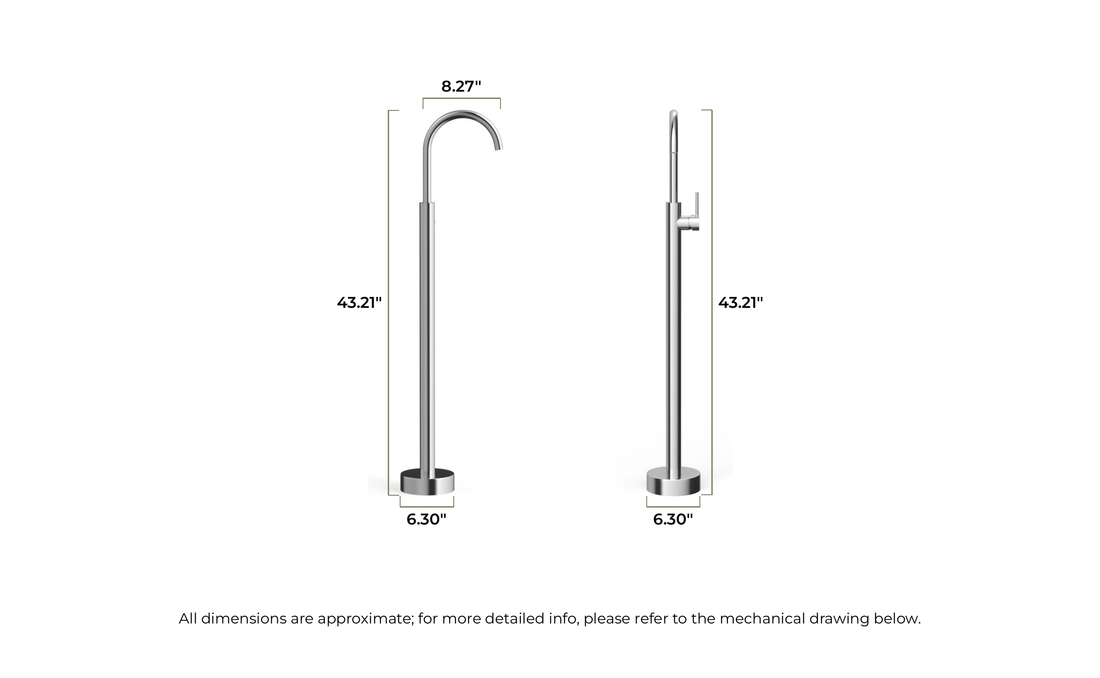 Freestanding Faucet AT-05 dimensional drawing