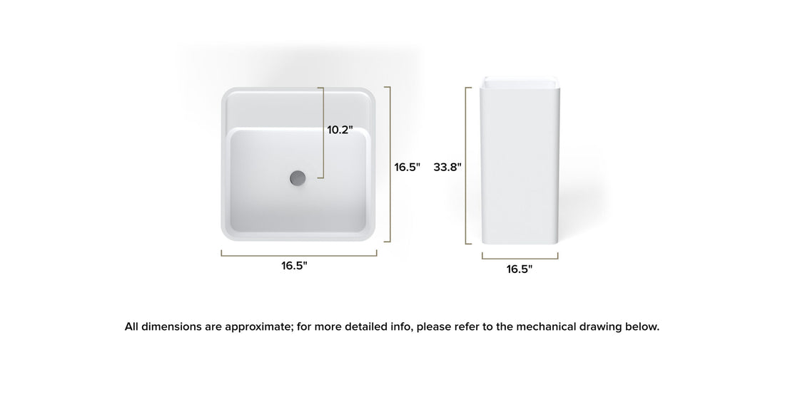 Freestanding Sink SB-01-A dimensional drawing