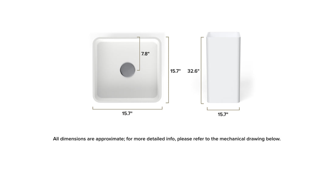 Freestanding Sink SB-01 dimensional drawing
