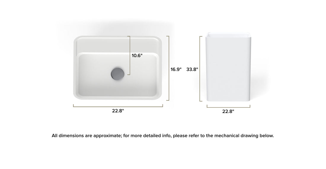 Freestanding Sink SB-02-A dimensional drawing