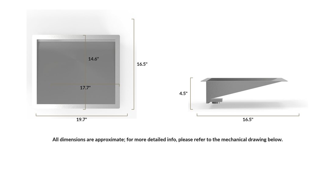 Stainless Steel Sink ES-UB-04-M dimensional drawing
